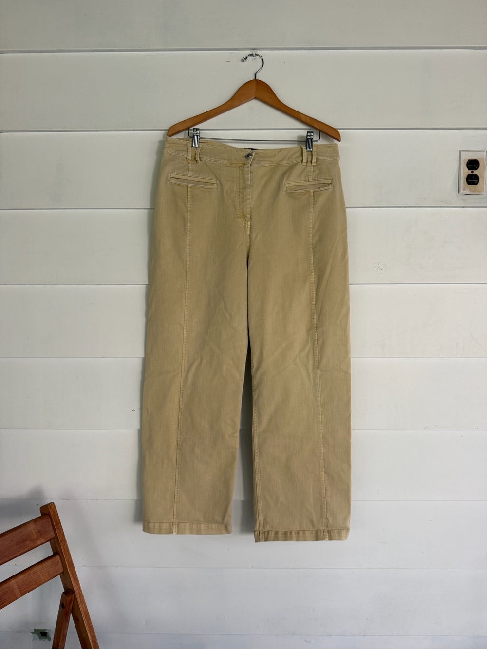 Anthropologie Maeve Khaki Straight-Leg Trouser